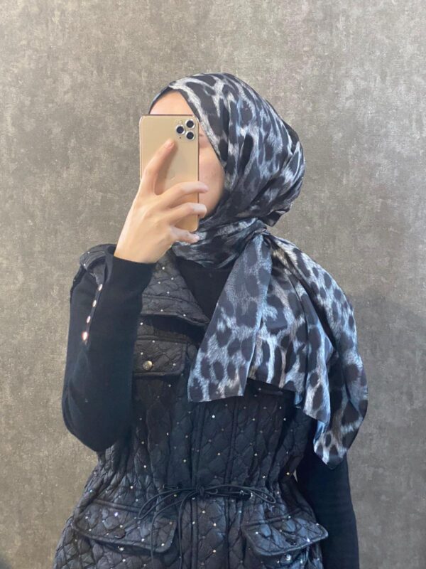 Leopar Desen Pamuk İpek Şal 44110 – Gri