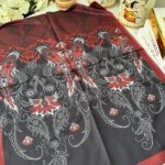 Etnik Desen Pamuk İpek Şal - Bordo-siyah