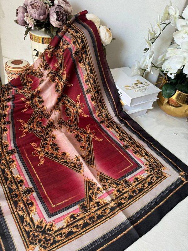 Etnik Desen Pamuk Soft Şal 83924 – bordo-siyah
