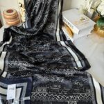 Dior Çift Taraflı İthal Vual İpel Şal 78632 - Lacivert-Siyah
