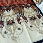 Etnik Desen Pamuk İpek Şal - siyah bordo