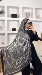 Burberry Çift Taraflı İthal Vual İpel Şal 78631 - Füme  Siyah