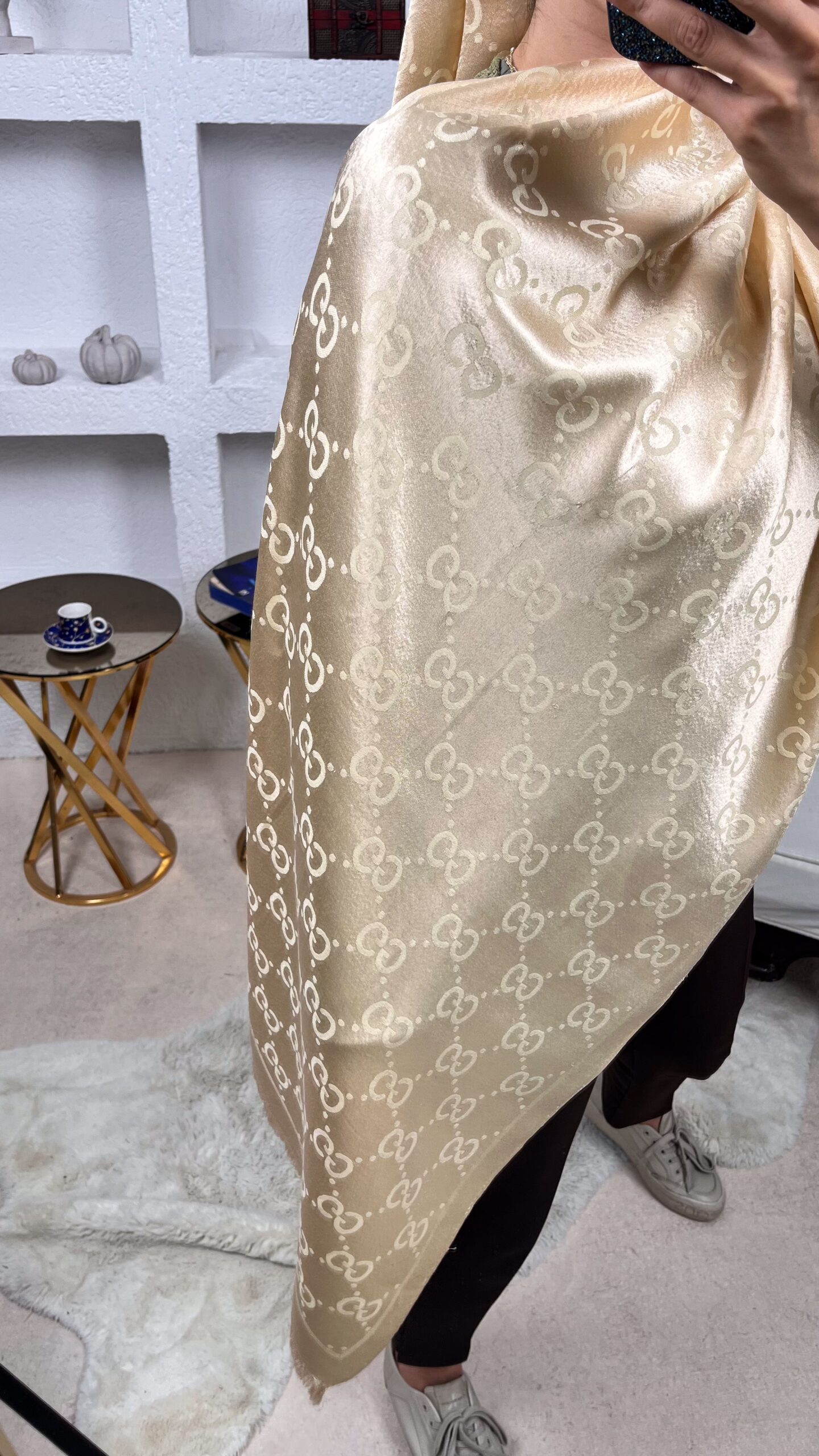 İthal G Pamuk Yün İpek Şal 49102 - Gold - Görsel 2