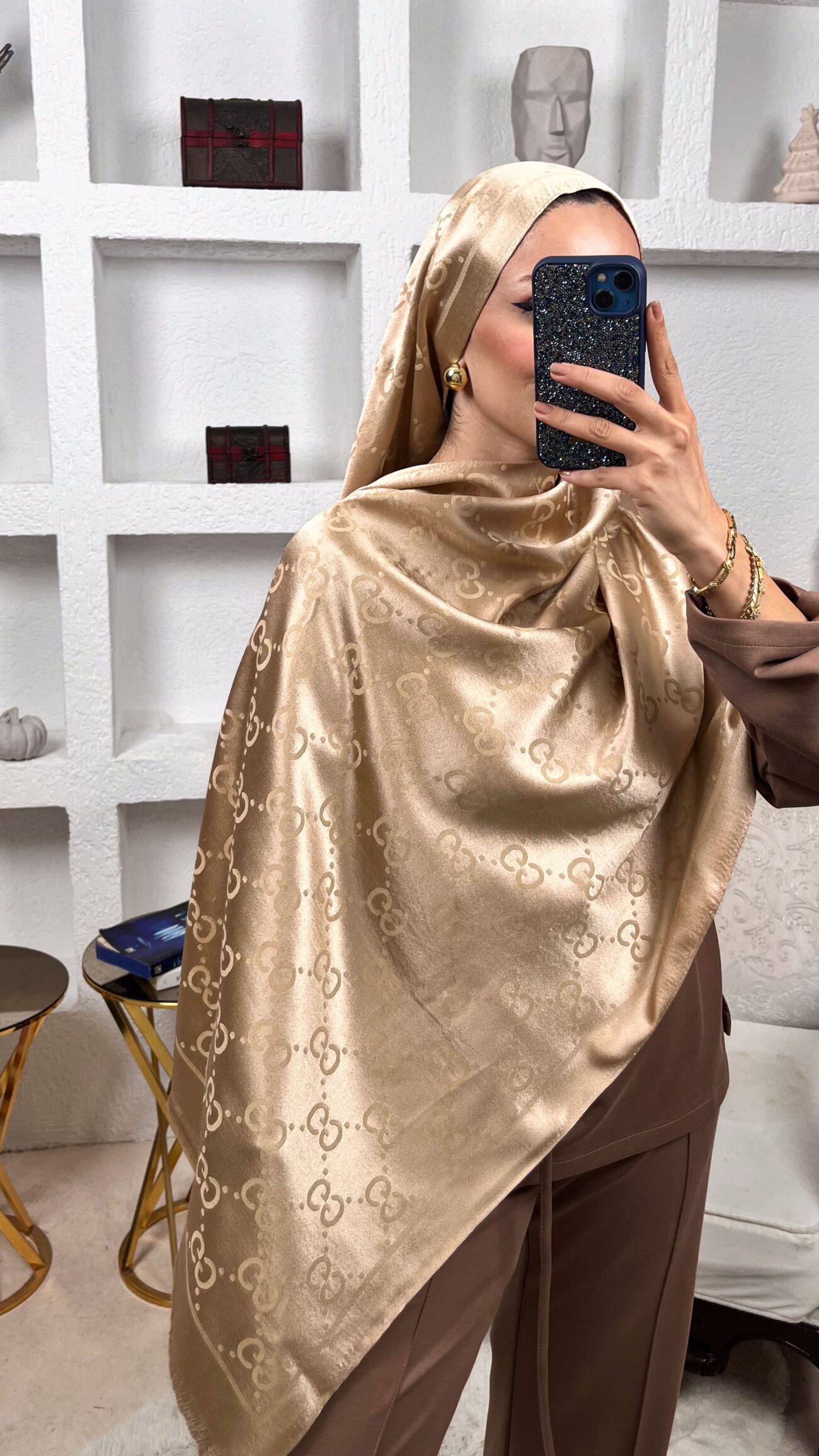 İthal G Pamuk Yün İpek Şal 49102 - Bej