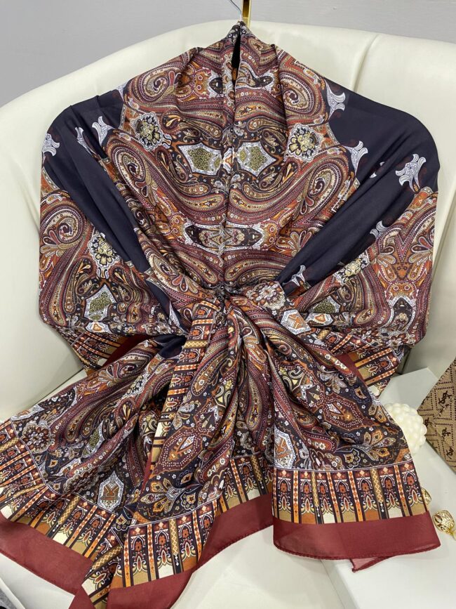 Etnik Desen Pamuk Soft Şal 83926 - Kiremit