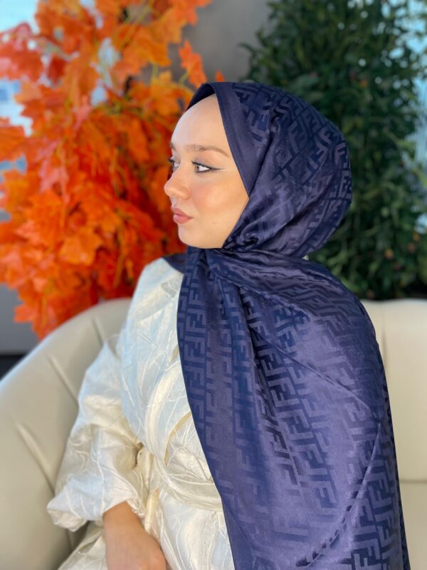 İthal Fendi Kaşmir İpek Şal 49101 – Lacivert