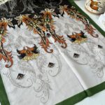 Etnik Desen Pamuk İpek Şal - açık yeşil siyah