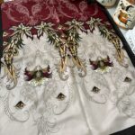 Etnik Desen Pamuk İpek Şal - sıyah ekru