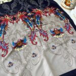 Etnik Desen Pamuk İpek Şal - lacivert