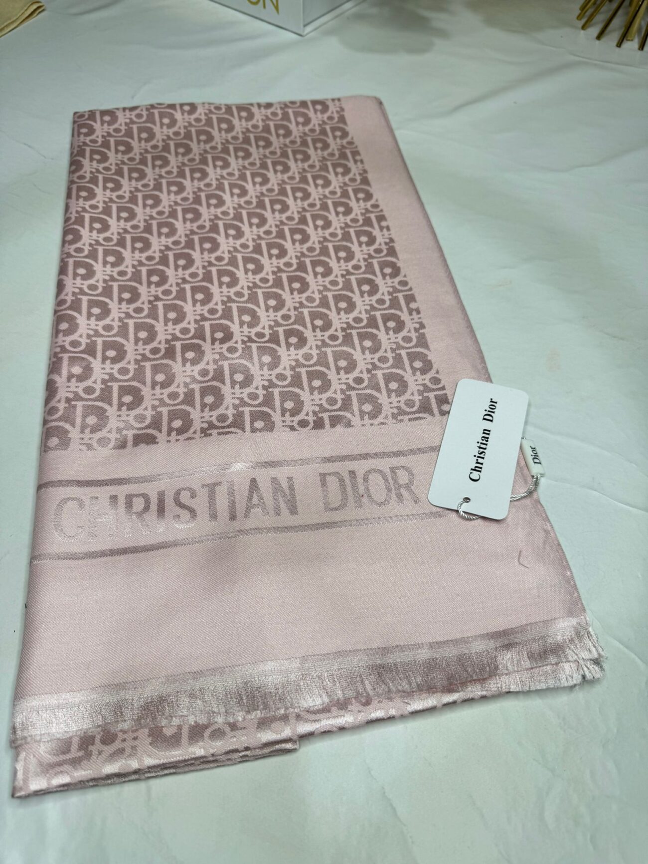 İthal Dior Pamuk Yün  İpek Şal 49103 - Pudra - Görsel 3
