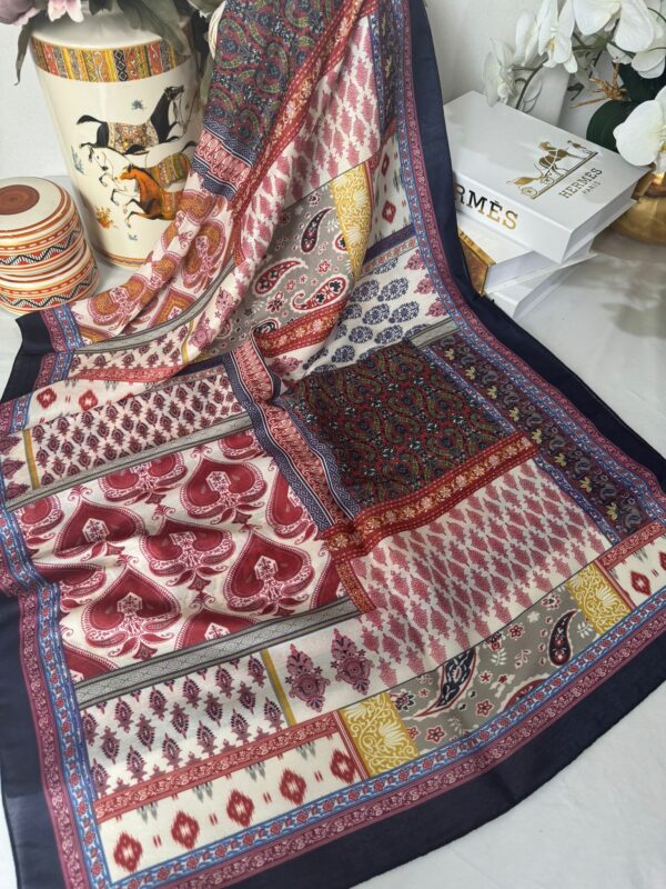 Etnik Desen Pamuk Soft Şal 83923 – Siyah/Kırmızı