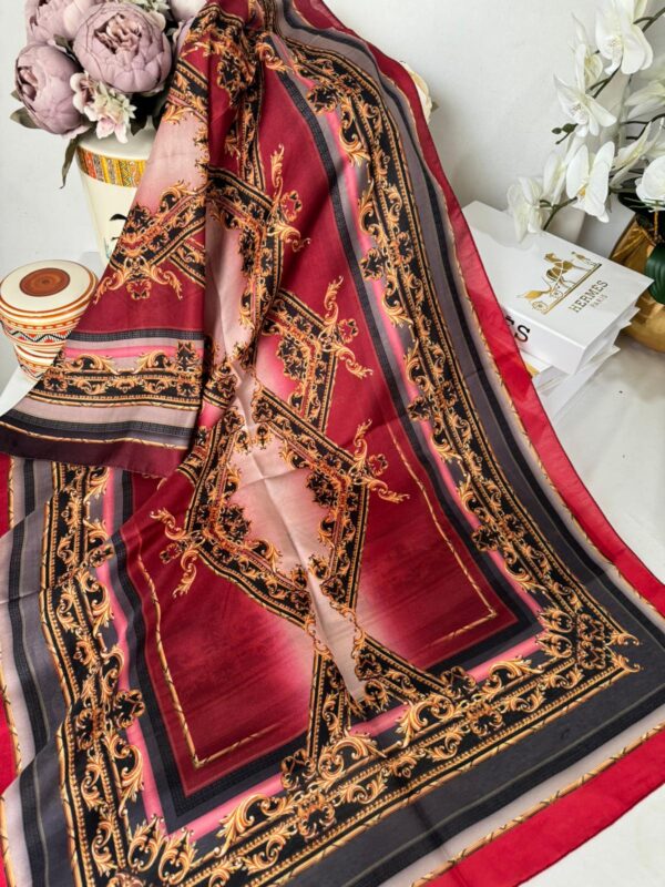 Etnik Desen Pamuk Soft Şal 83924 – Kızıl