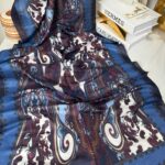 Etnik Desen Pamuk Soft Şal 83925  - Lacivert