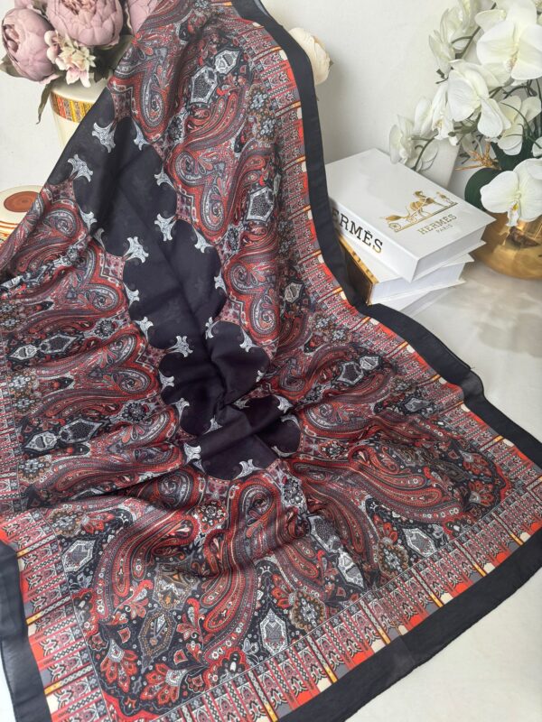 Etnik Desen Pamuk Soft Şal 83926 – Siyah