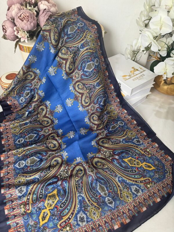 Etnik Desen Pamuk Soft Şal 83926 – Mavi