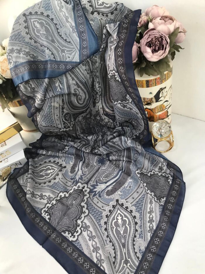 Etro Pamuk İpek Şal -987654 Siyah mavi