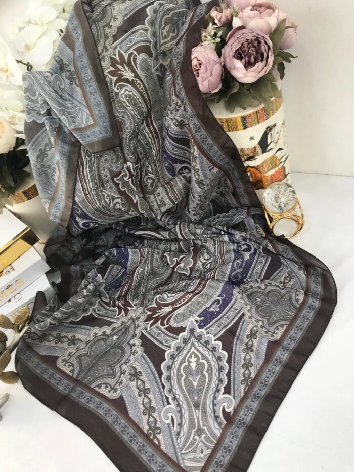 Etro Pamuk İpek Şal -987654 Koyu kahve mor