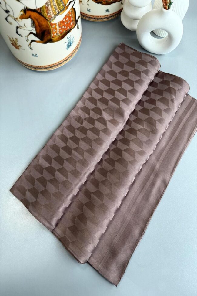 Qoza Desen İpeksi Jakar Şal - Koyu Kahve