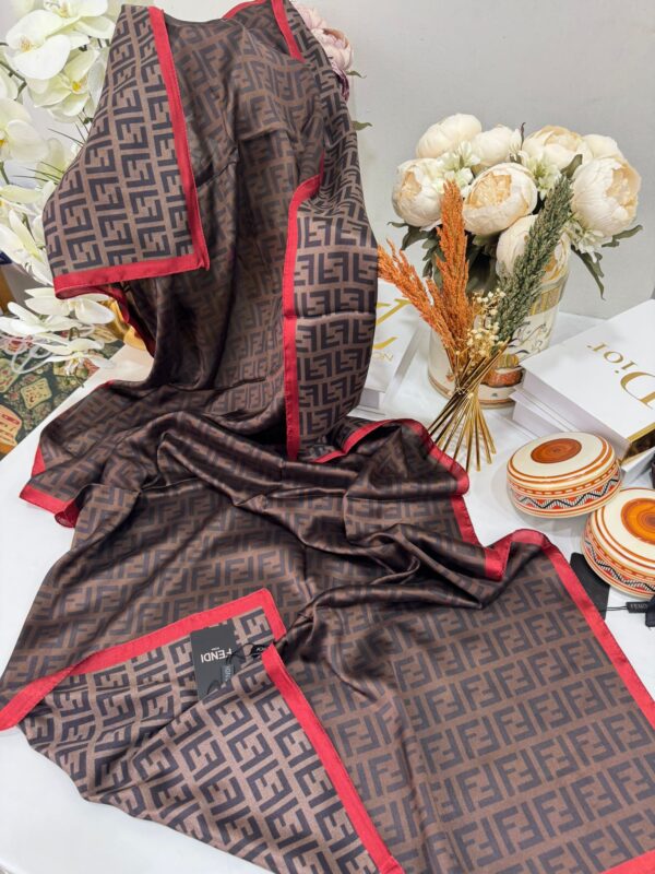 Fendi İthal Vual Twill İpek Şal-Bordo