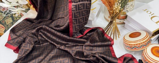 Fendi İthal Vual İpek Şal-Bordo"