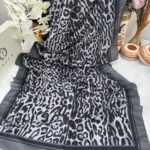 Kaplan Desen Pamuk Soft Şal-19911-Siyah-Gri