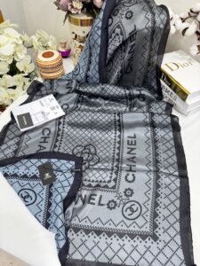 Chanel Çift Taraflı İthal Vual İpel Şal 85651 - Füme