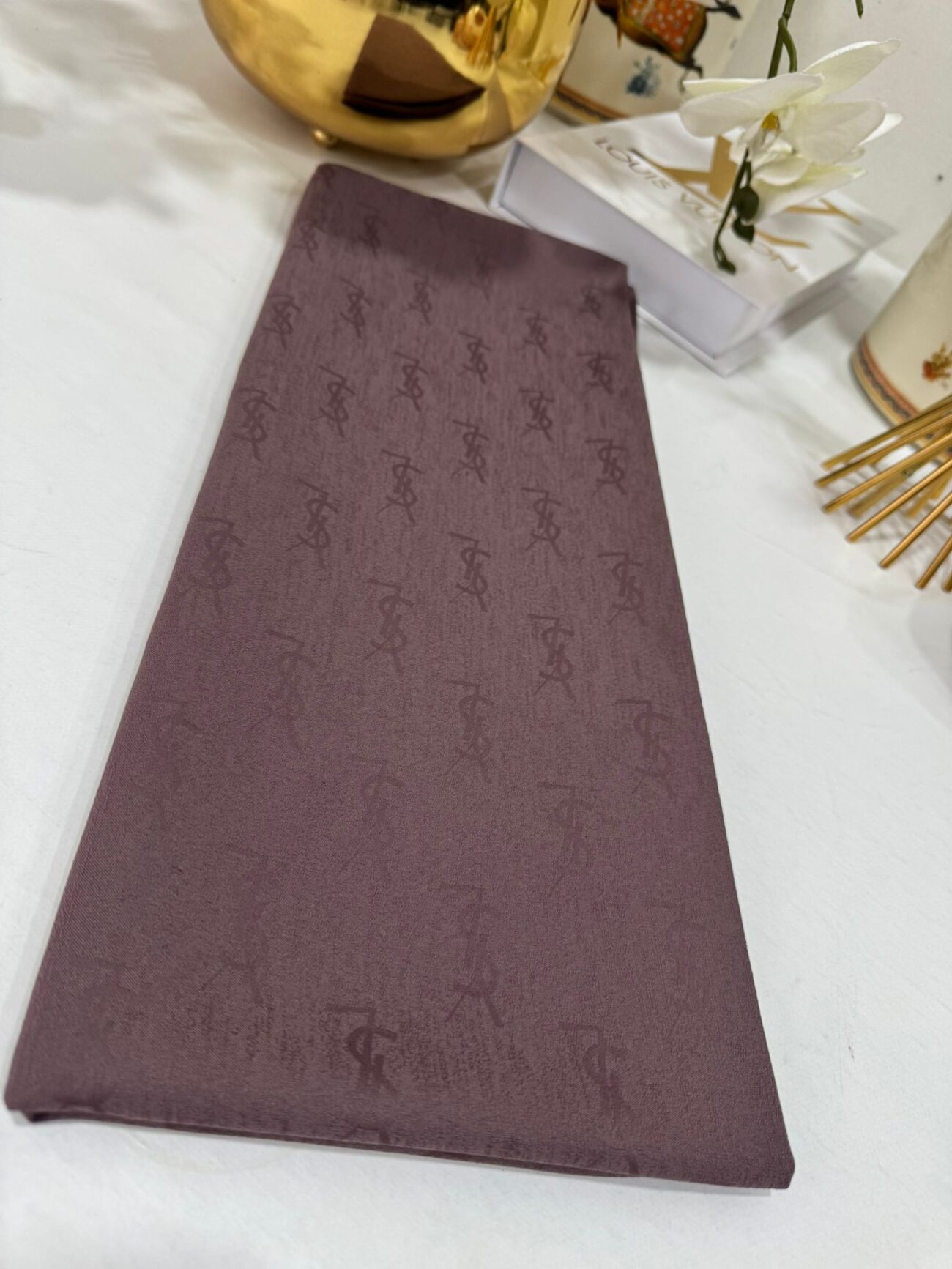 Ysl Vegan Pamuk Şal-Mocha - Görsel 3