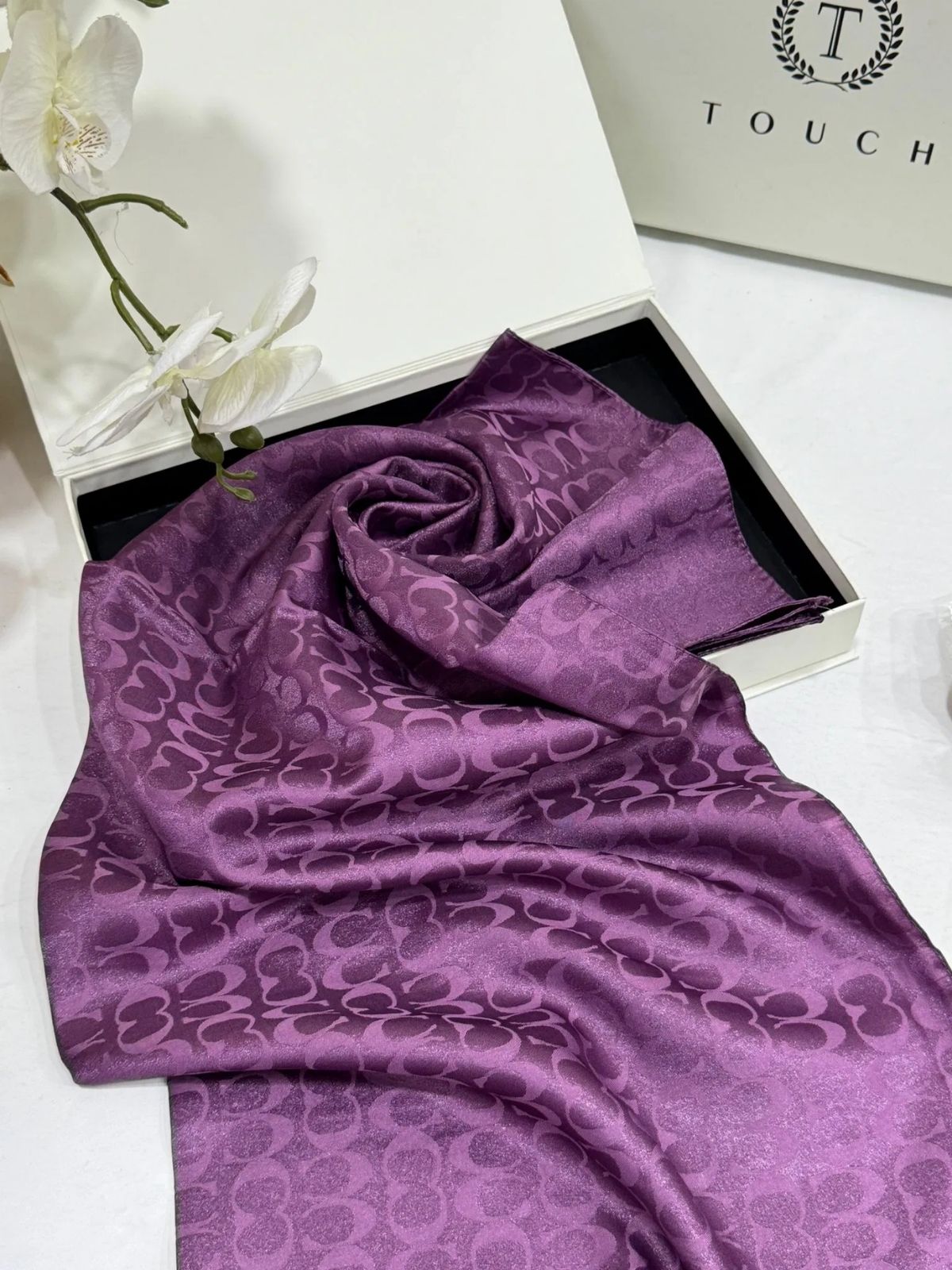 Coach İthal Pamuk Jakar İpek Şal 23141 - Eflatun - Görsel 4