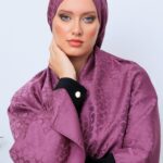 Coach İthal Pamuk Jakar İpek Şal 23141 - Eflatun