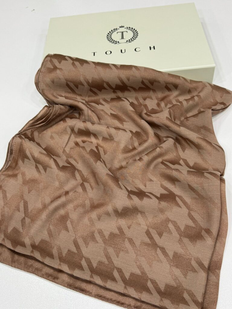 Kazayağı Desen İpeksi Jakar Şal-75312-Kahve