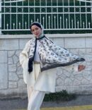 LV Desenli İthal Vual İpek- ekru siyah