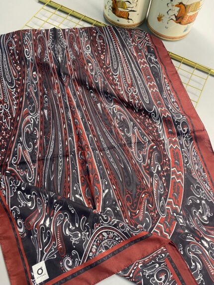 Etro Pamuk İpek Şal 52340 - Bordo/sıyah