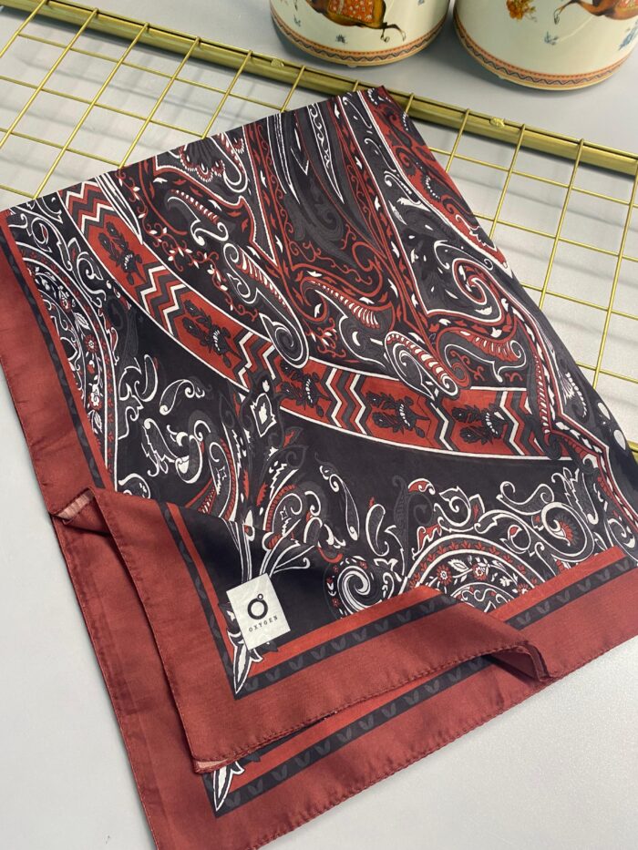 Etro Pamuk İpek Şal 52340 - Bordo/sıyah - Görsel 2