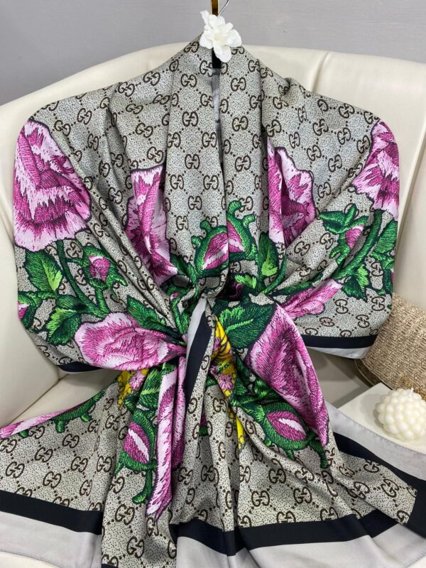 Gucci Twill İpek Şal – Gri