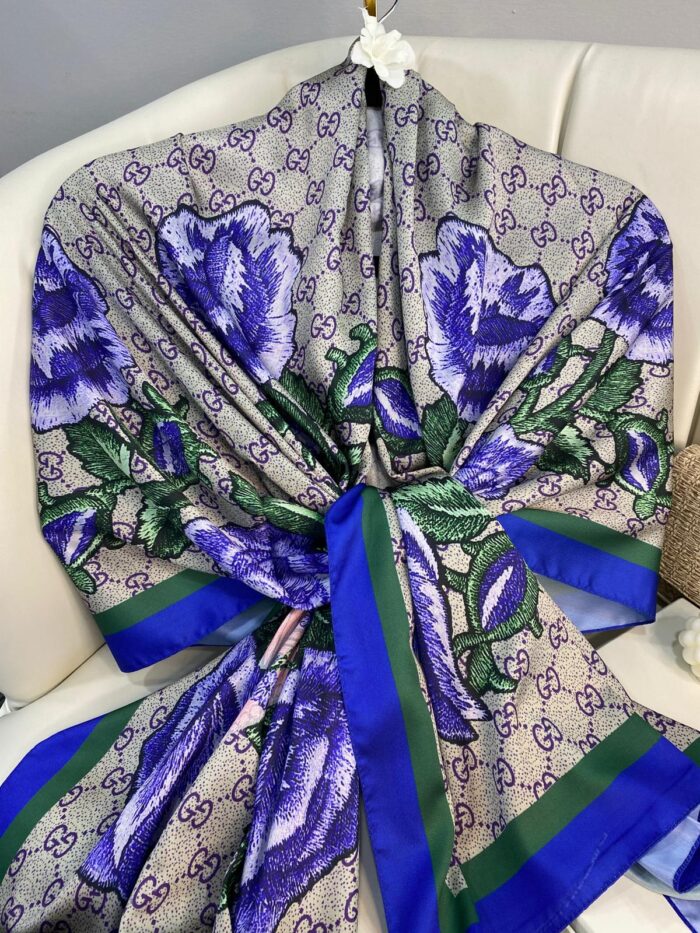 Gucci Twill İpek Şal - Saks
