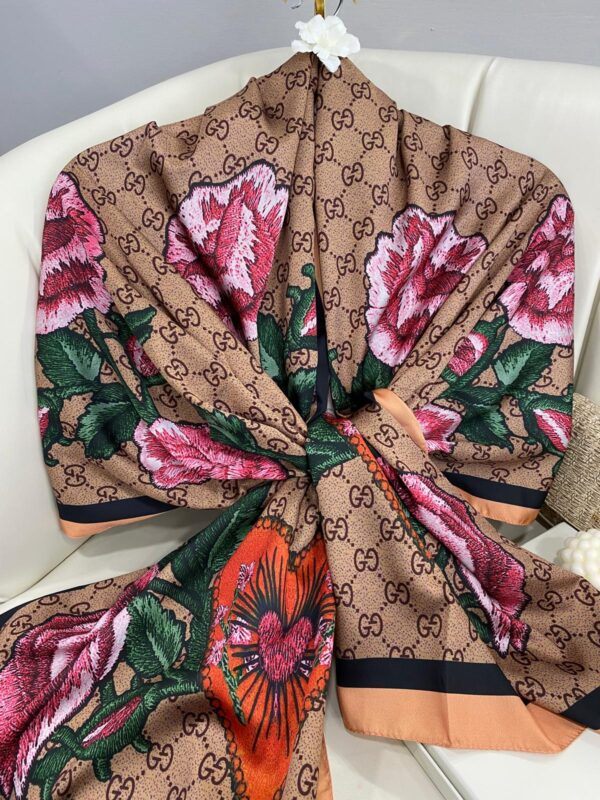 Gucci Twill İpek Şal – Soft Vizon