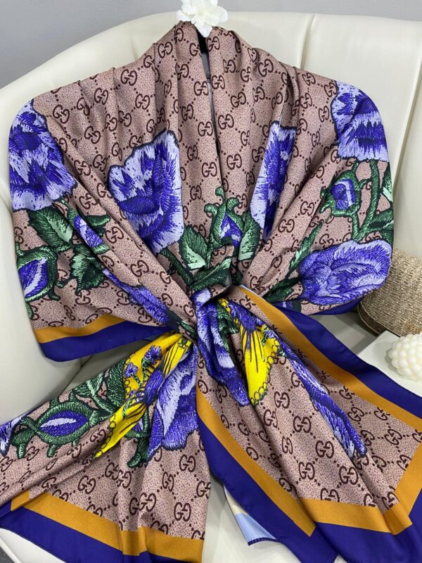 Gucci Twill İpek Şal – Vizon