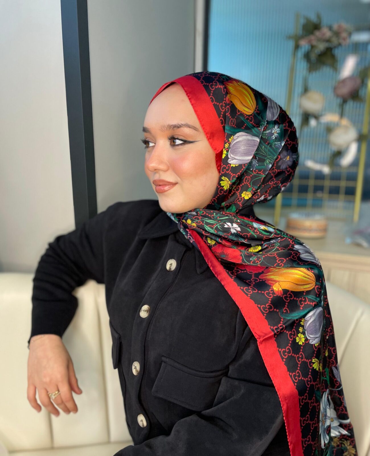İtal Çiftaraflı vual ipek  23561 - kırmızı/siyah