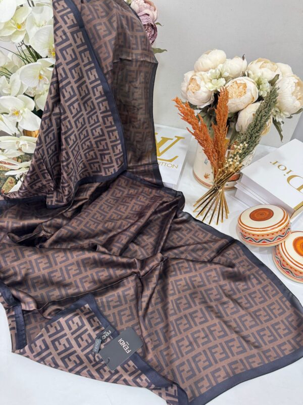 Fendi İthal Vual Twill İpek Şal-Siyah