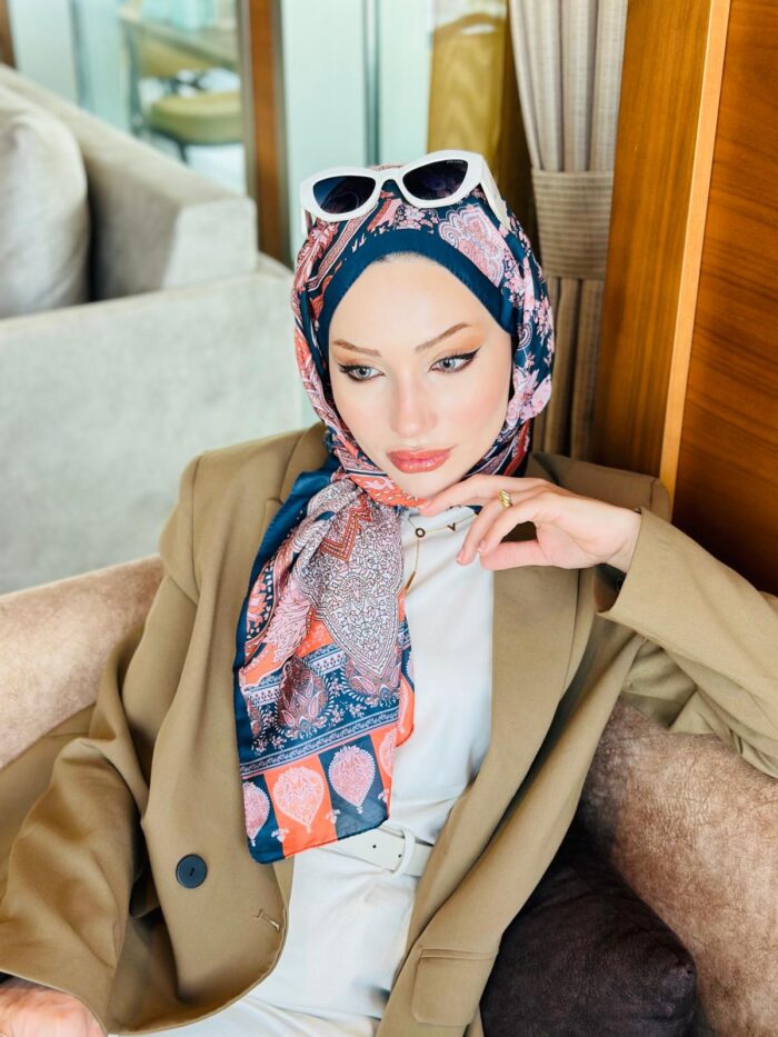 Etnik Etro Desen Pamuk Soft Şal 61534 - Kiremit