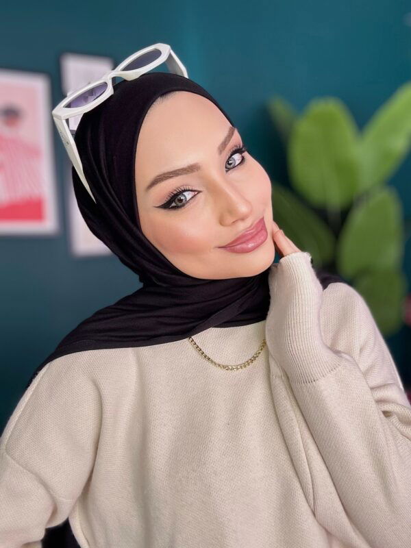 Organic Scarfs Tesettür Penye Şal Hijap Modeli – Siyah