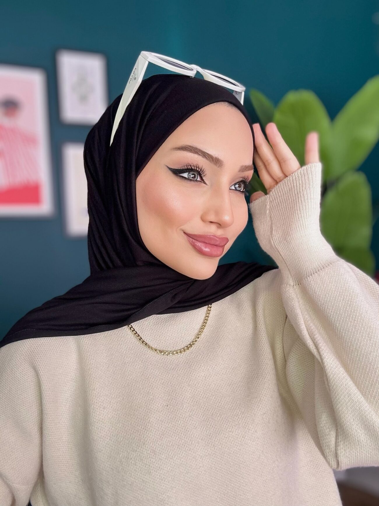 Organic Scarfs Tesettür Penye Şal Hijap Modeli - Siyah - Görsel 3