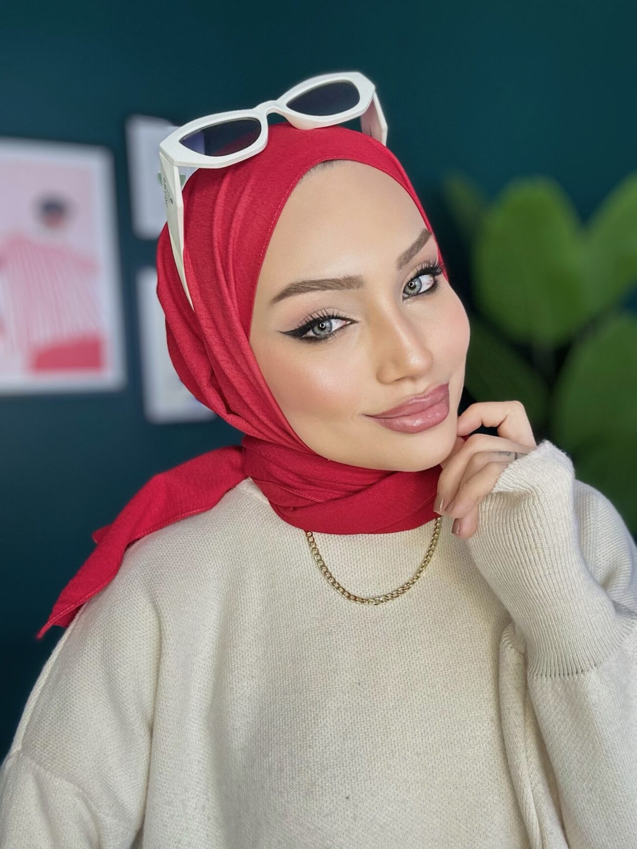 Organic Scarfs Pamuk Kraş Cazz Şal Modeli - Kırmızı