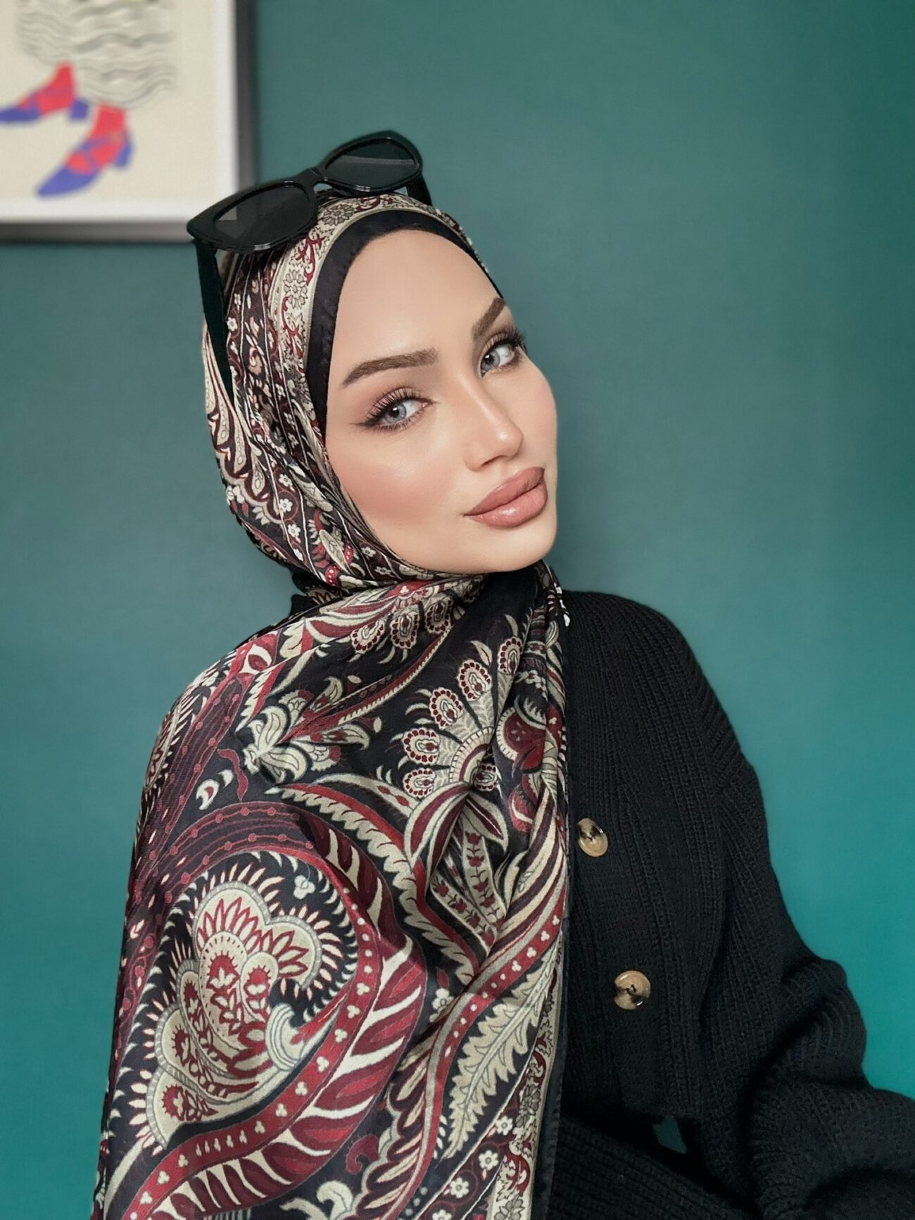 İTHAL ETRO DESEN NEW VUAL İPEK ŞAL 44344 - Vişne - Görsel 2