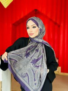 Etro Pamuk İpek Şal -987654  Mor gri