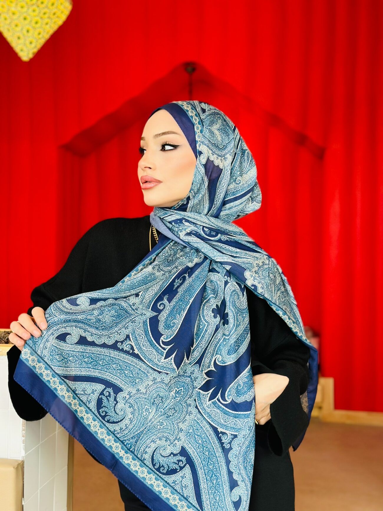 Etro Pamuk İpek Şal -987654 Gök Mavi