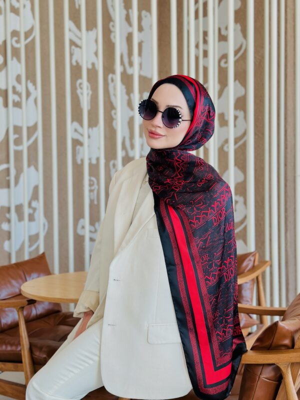 Dior Çift Taraflı İthal Vual İpel Şal 78632 – Bordo – Siyah