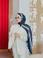 Dior Çift Taraflı İthal Vual İpel Şal 78632 - Lacivert