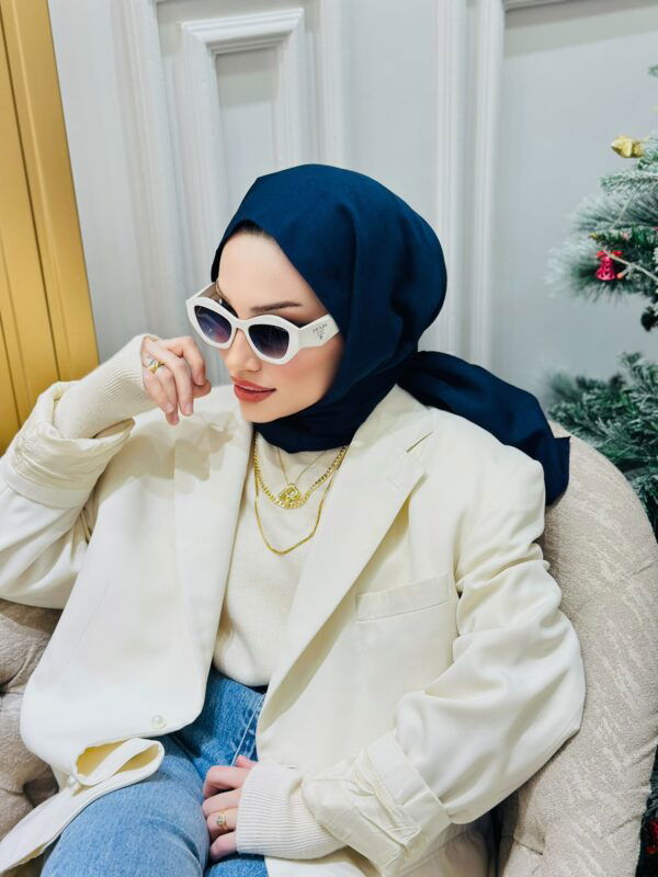 Ysl Vegan Pamuk Şal-Lacivert