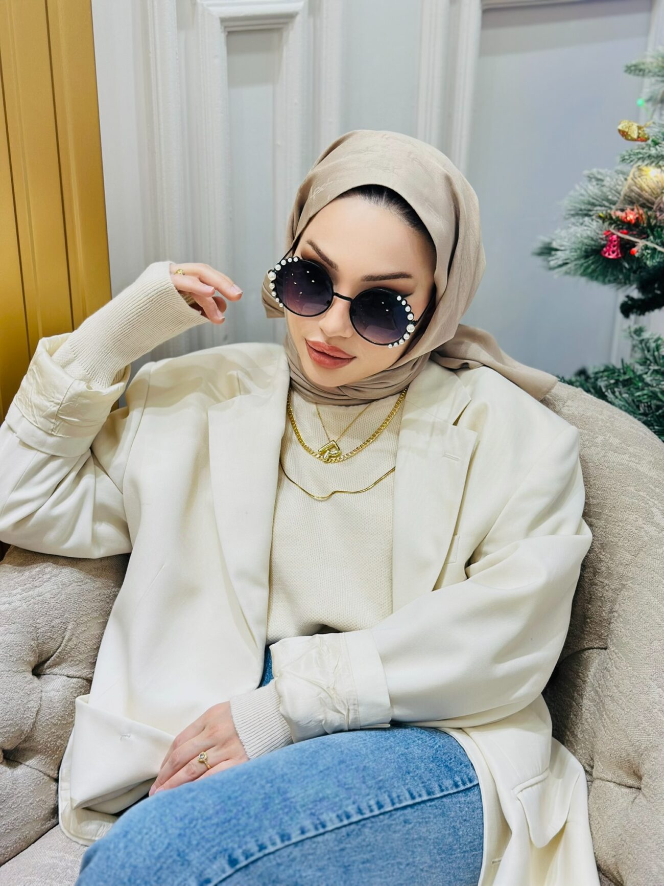 Ysl Vegan Pamuk Şal-Vizon - Görsel 2